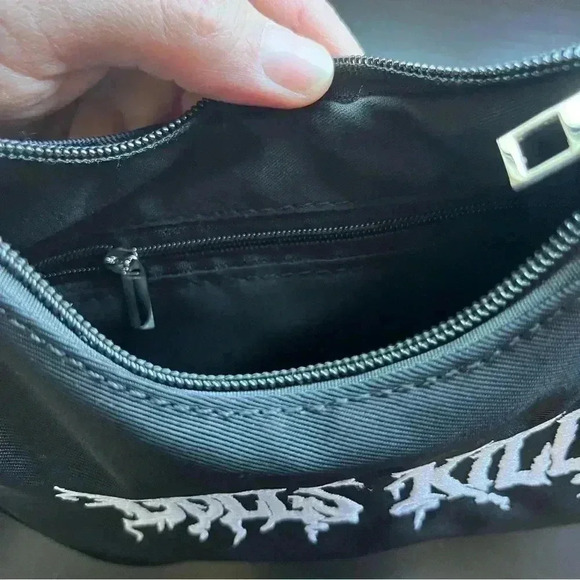 Dolls Kill Logo Mini Hand Shoulder Bag Black Purse Embroidered - Picture 2 of 6